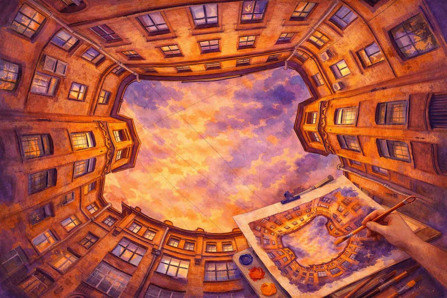 Анонс. Мастер-класс «Рисуем дворы-колодцы Петербурга»